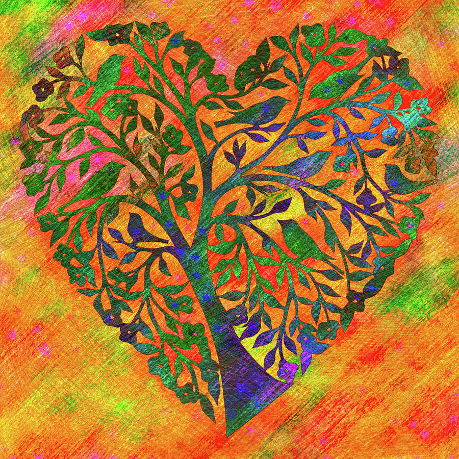 Birds Heart Trees Digital Art by Peggy Collins