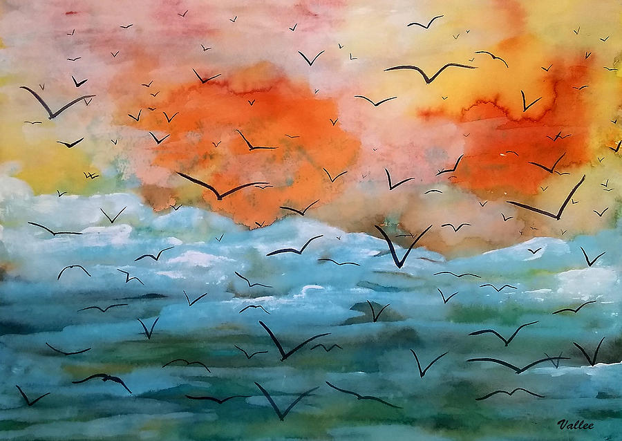 Birds in the Sky Painting by Vallee Johnson