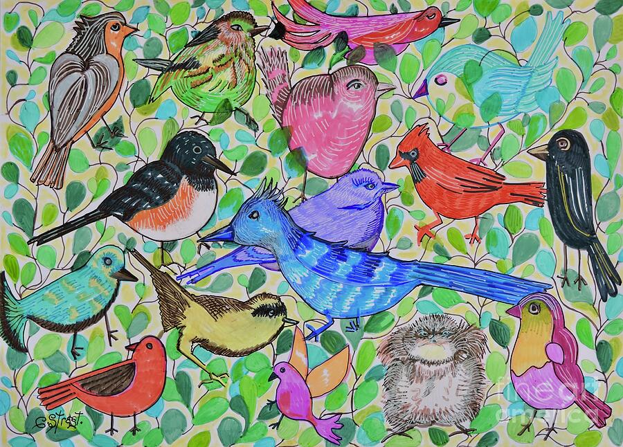 Birds in the Vine Drawing by Caroline Street Birds in the Vine Drawing by Caroline Street