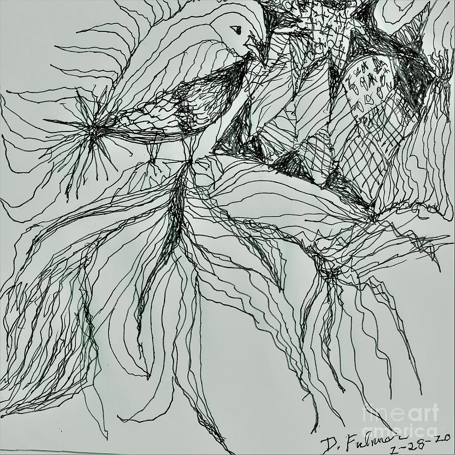Birds of A Feather Abstract Drawing by Denise F Fulmer