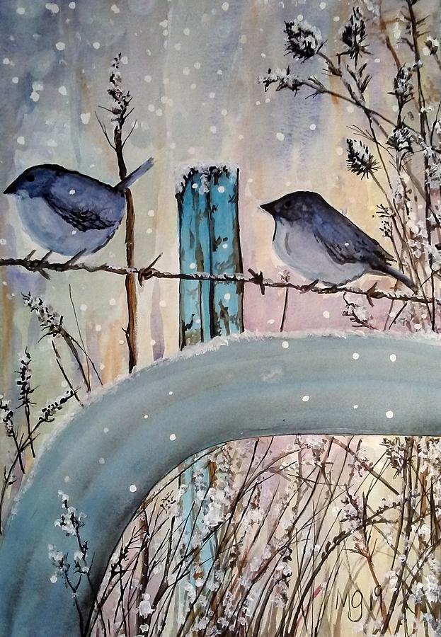 Birds on a Wire Painting by Mindy Gibbs