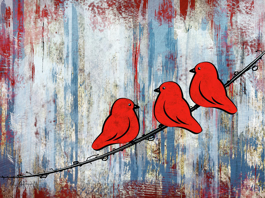Birds on a Wire Painting by Sannel Larson