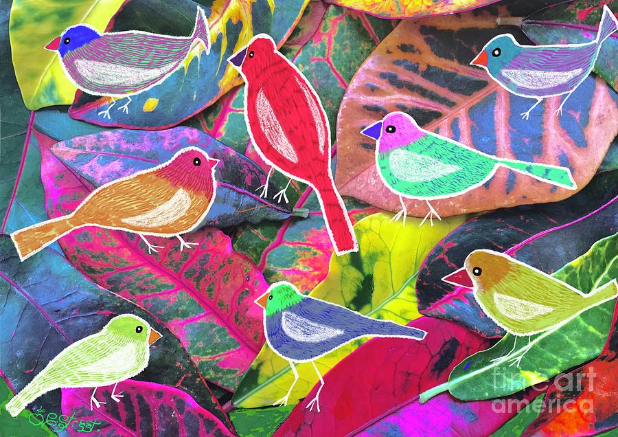 Birds On Croton Digital Art
