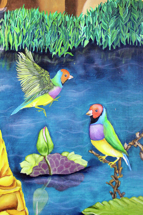 Birds on the lake diamante de gould Painting by Jleopold Jleopold
