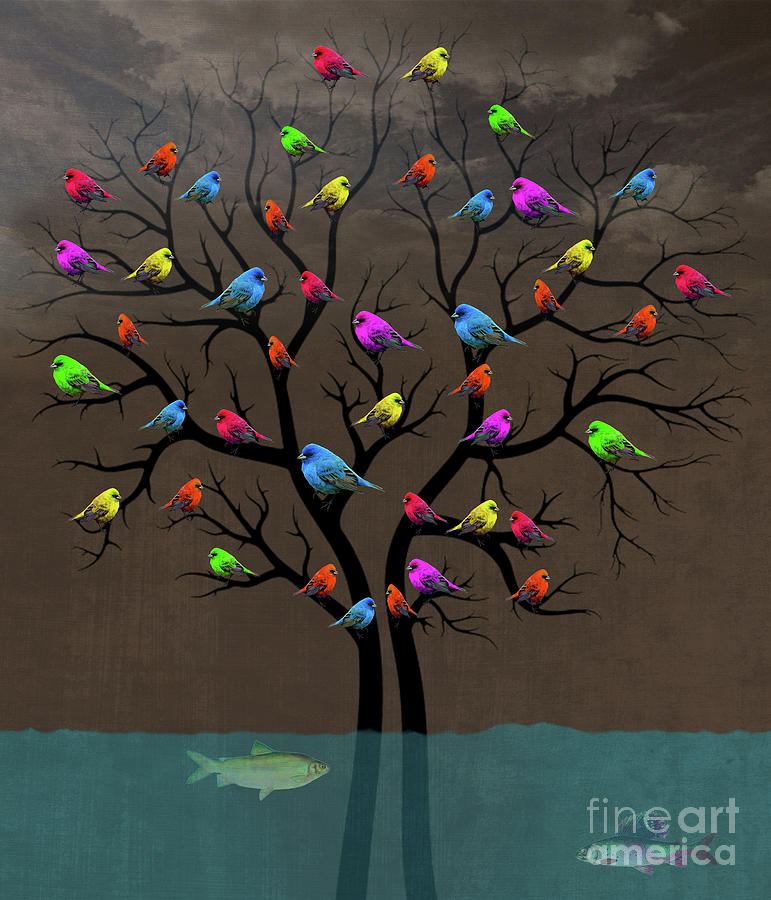 Bird Digital Art - Birds Tree by Mark Ashkenazi