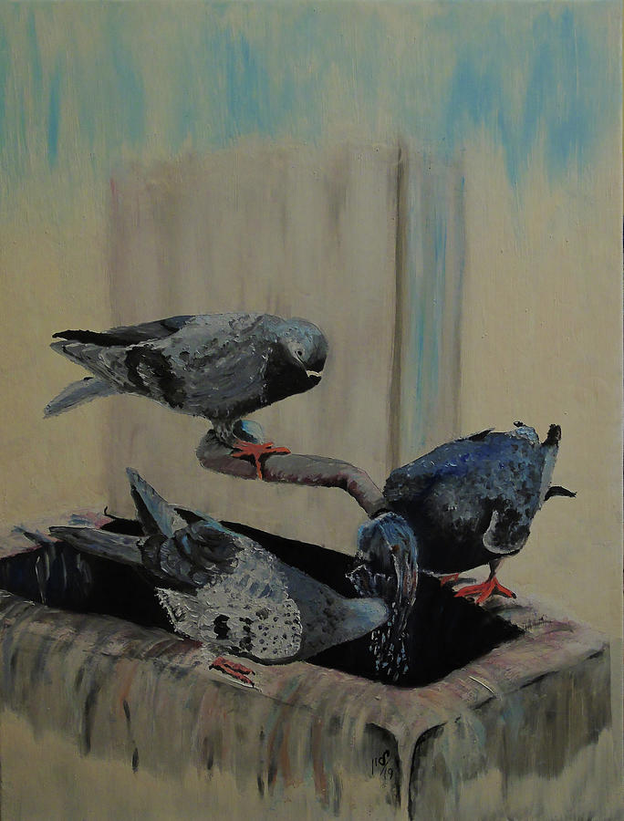 Feather Still Life Painting - Birds2 by Maria Woithofer