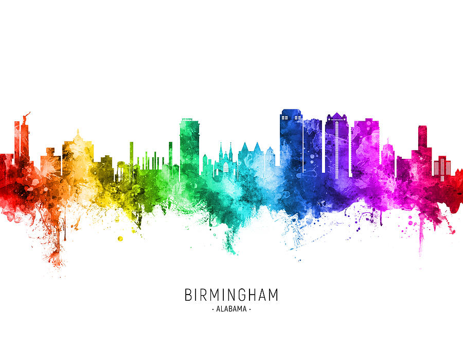Birmingham Alabama Skyline #15 Digital Art by Michael Tompsett