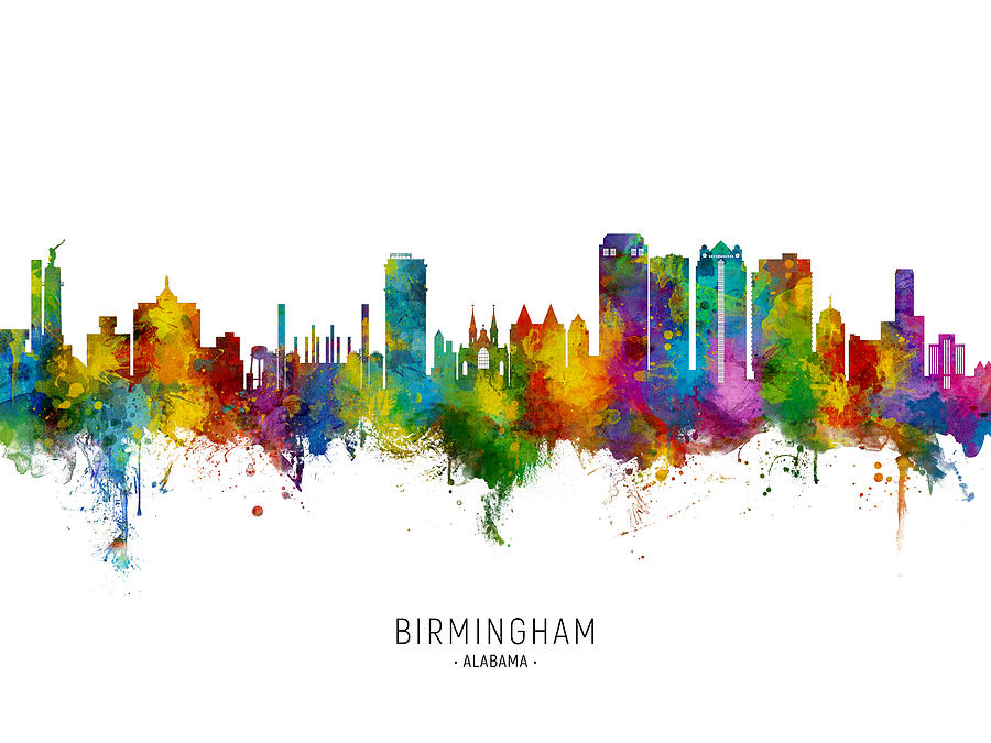 Birmingham Alabama Skyline Digital Art by Michael Tompsett