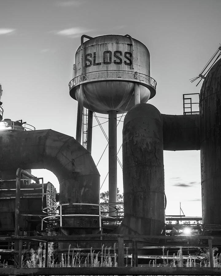 Black And White Photograph - Birmingham Alabama Sloss Furnaces Tower - Black and White by Gregory Ballos
