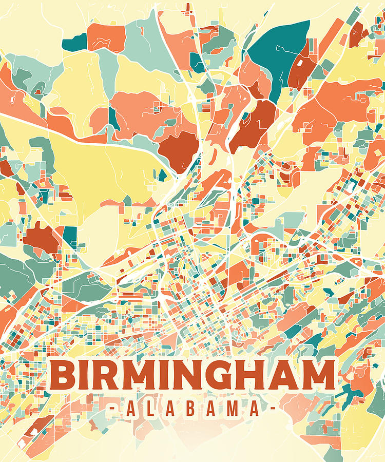 Birmingham US map Digital Art by Alexandru Chirila - Fine Art America