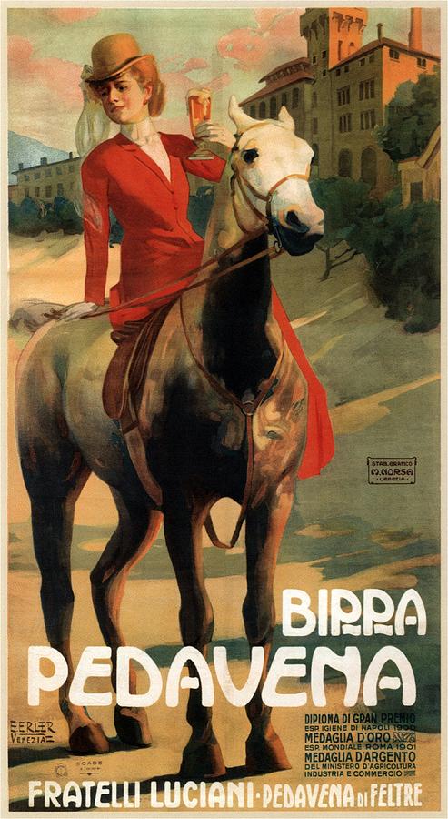 Birra Pedavena 02 - Italian Beer Advertising - Vintage Advertising Poster Digital Art by Studio Grafiikka