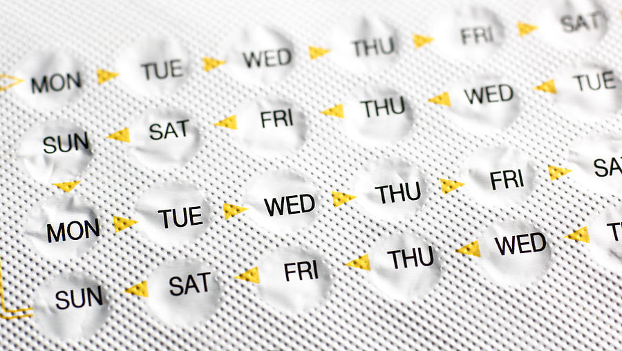 Birth control pills blister pack Photograph by Peter Dazeley