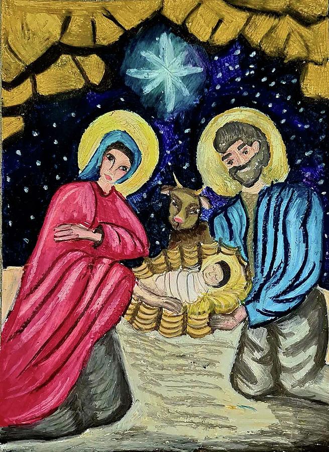 Birth of jesus Drawing by Adelina Petrova Pixels