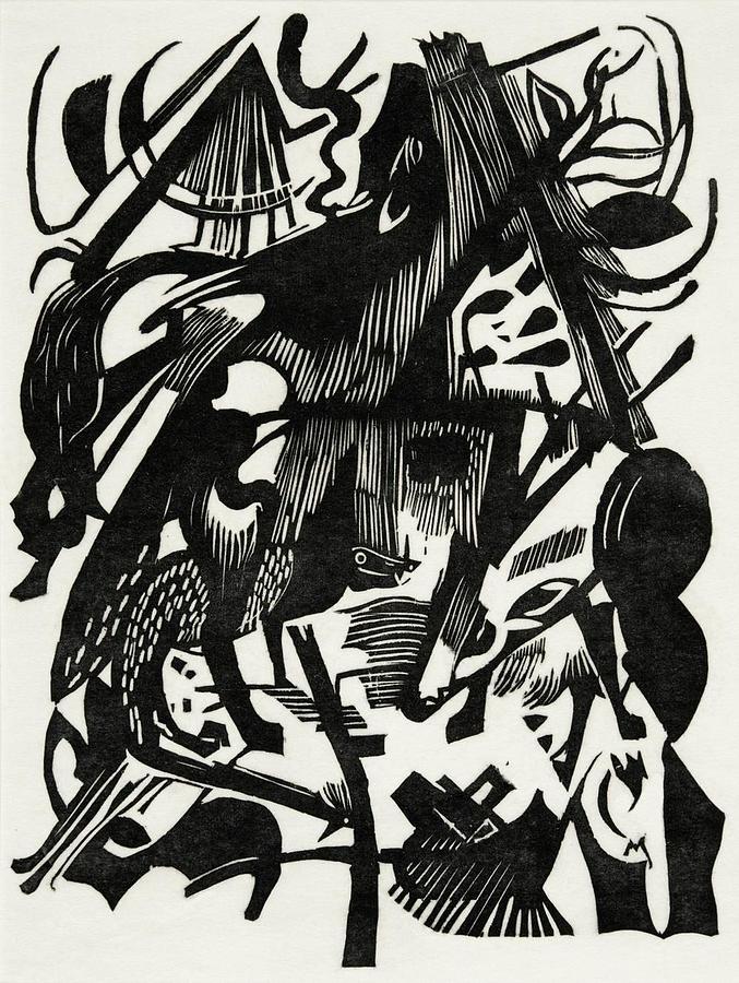 Birth of the Wolves 1913 print in high resolution by Franz Marc ...