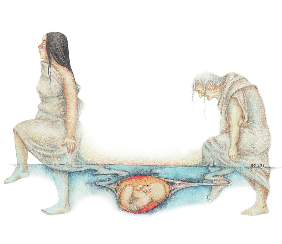 Birth Drawing by Soosh
