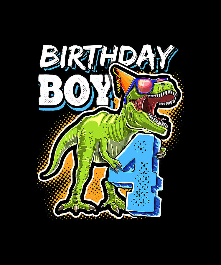 Birthday Boy 4 4th Birthday T Rex Dinosaur Party Gift Boys Ceramic Art ...