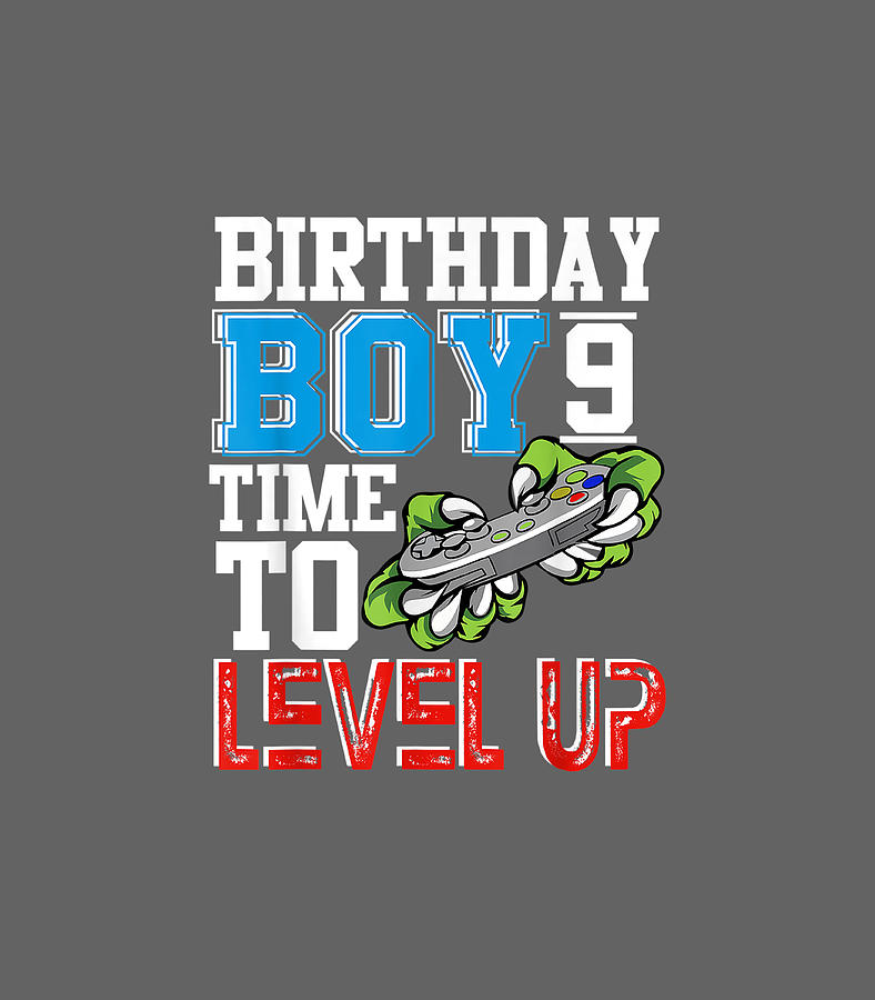 Birthday Boy 9 Time To Level Up Gamer for Kids Youth Party Digital Art ...