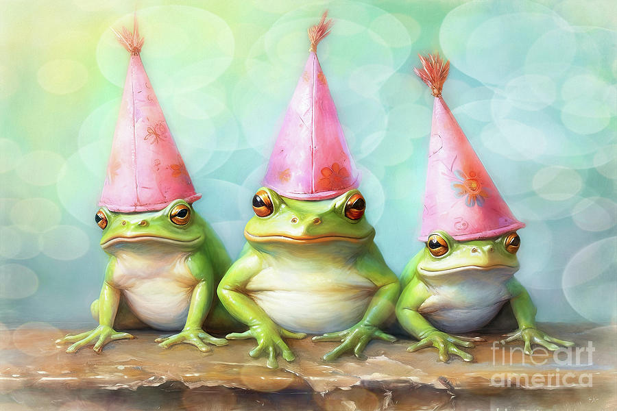Birthday Bullfrogs Painting by Tina LeCour