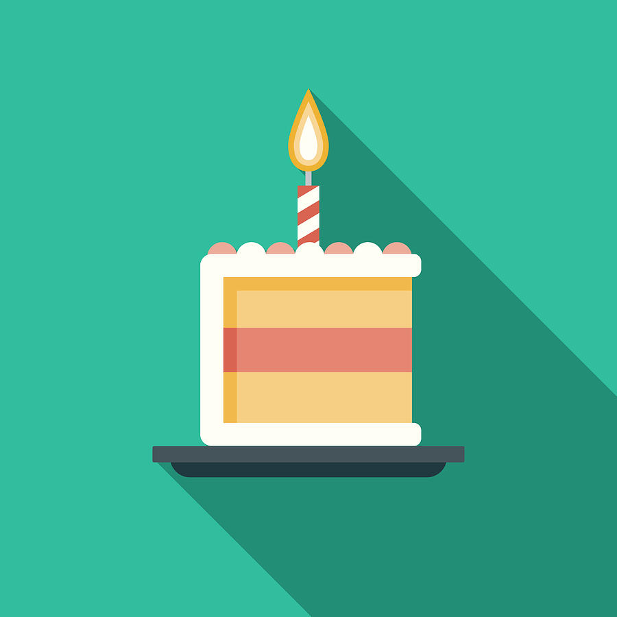 Birthday Cake Flat Design Party Icon with Side Shadow Drawing by Bortonia