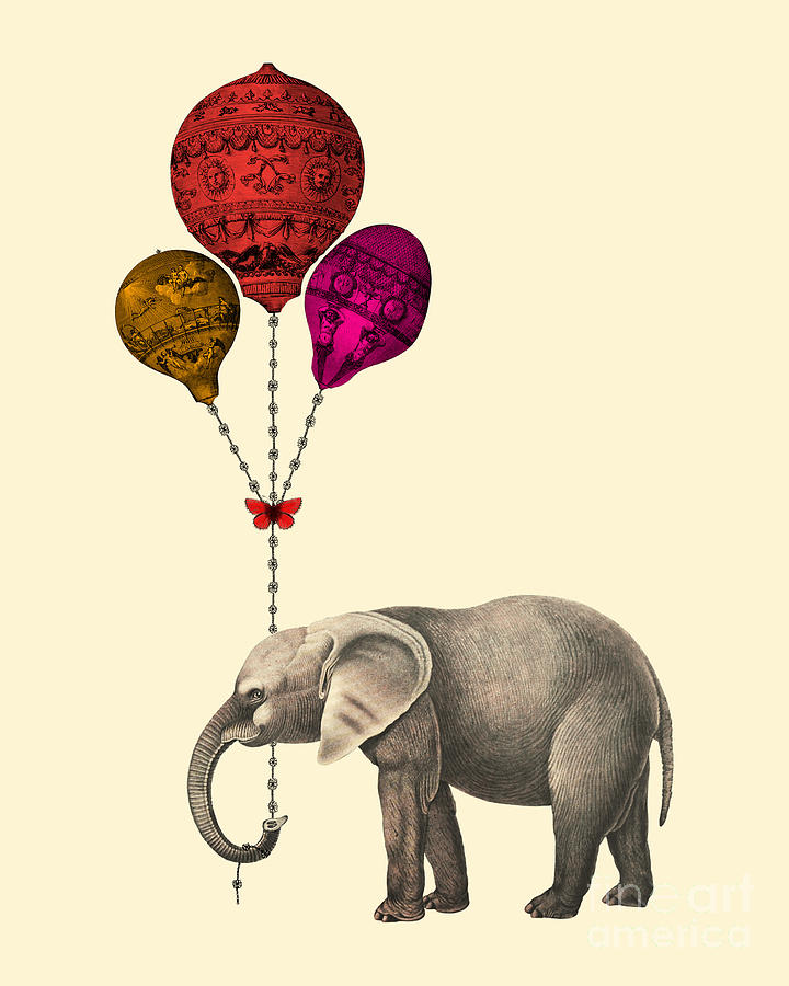 Wildlife Digital Art - Birthday Elephant by Madame Memento