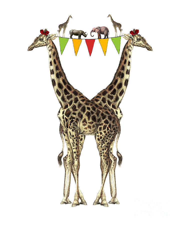 Giraffe Digital Art - Birthday Party by Madame Memento