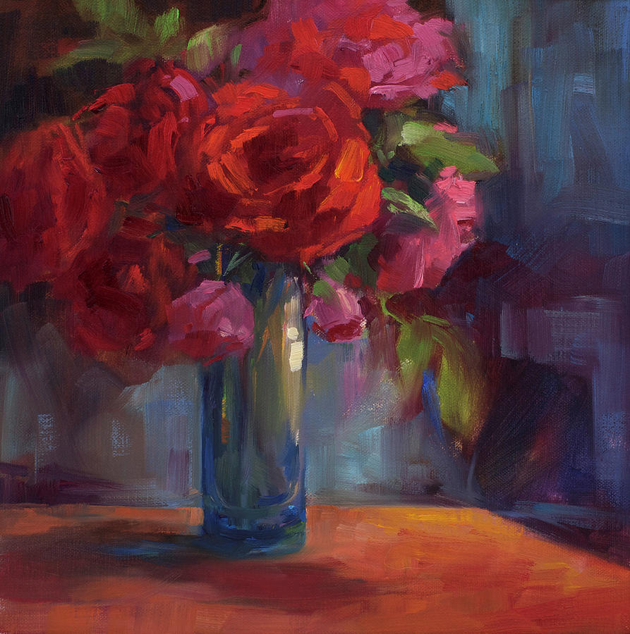 Birthday Roses Painting by Susan Blackwood