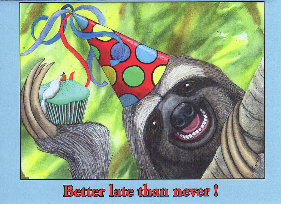 Birthday Sloth Painting by Catherine G McElroy