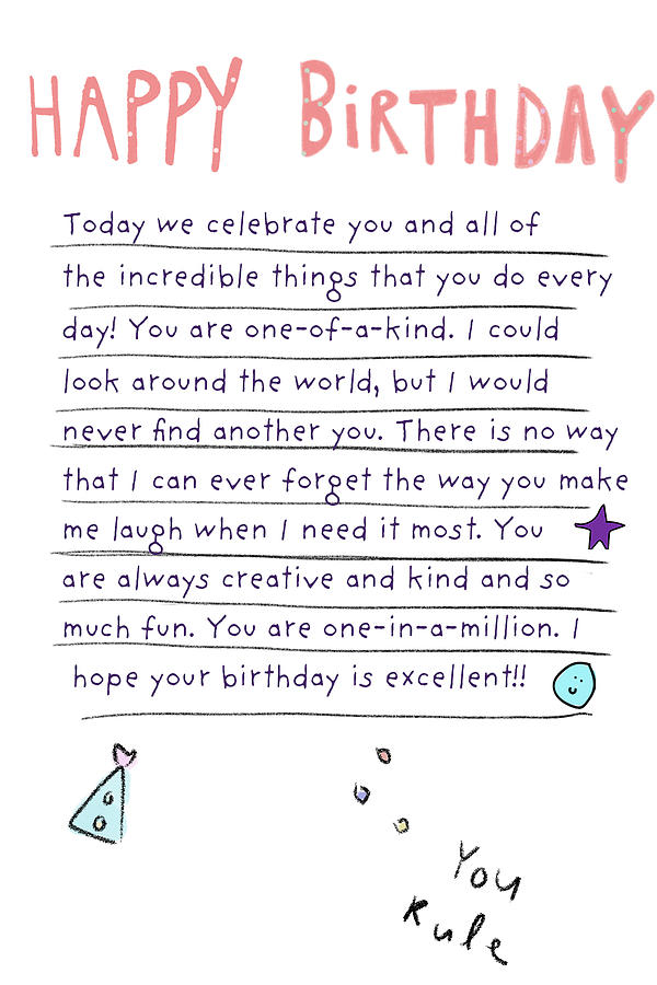 Birthday words Digital Art by Ashley Rice