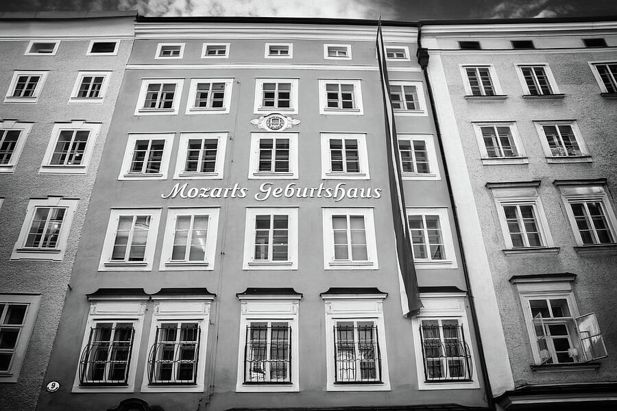 Birthplace of Mozart Salzburg Austria Black and White  Photograph by Carol Japp