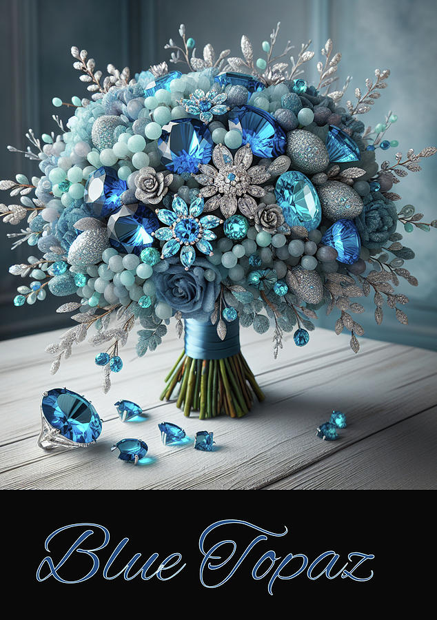 Birthstone Bouquet - Blue Topaz Digital Art by Carol Crisafi