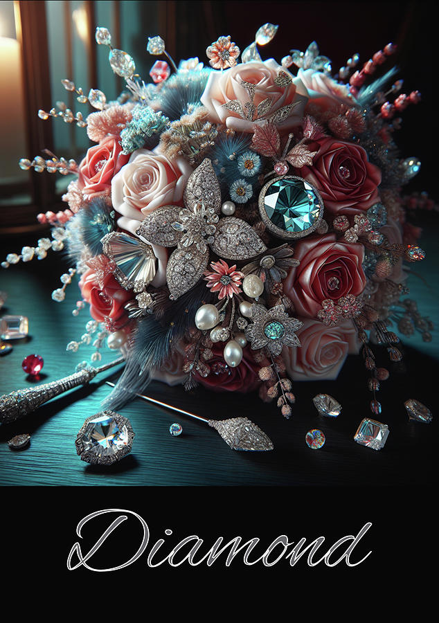 Birthstone Bouquet - Diamond Digital Art by Carol Crisafi