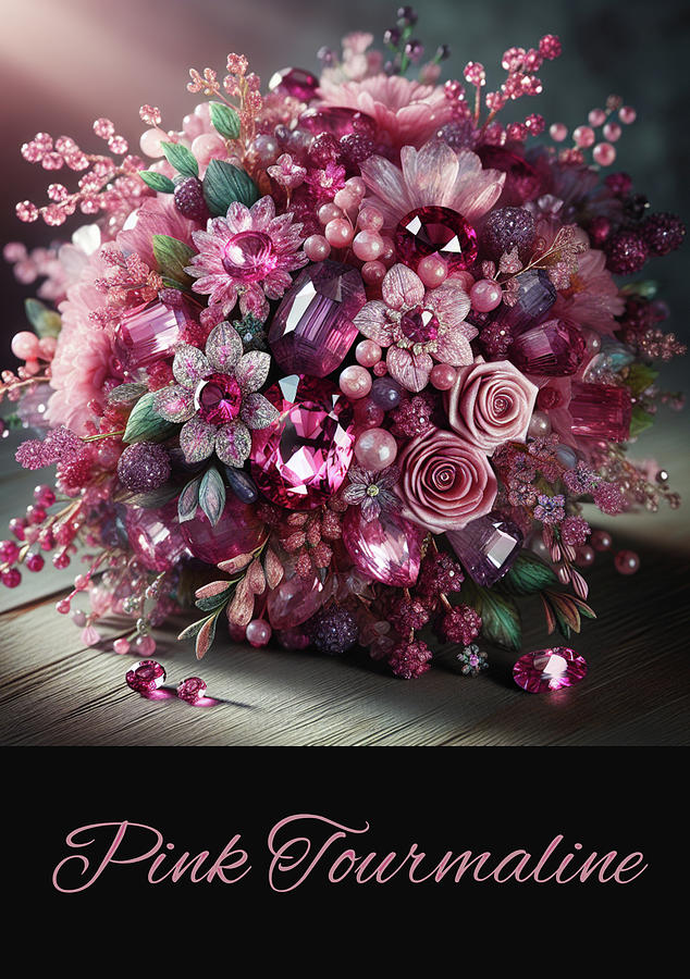 Birthstone Bouquet - Pink Tourmaline Digital Art by Carol Crisafi