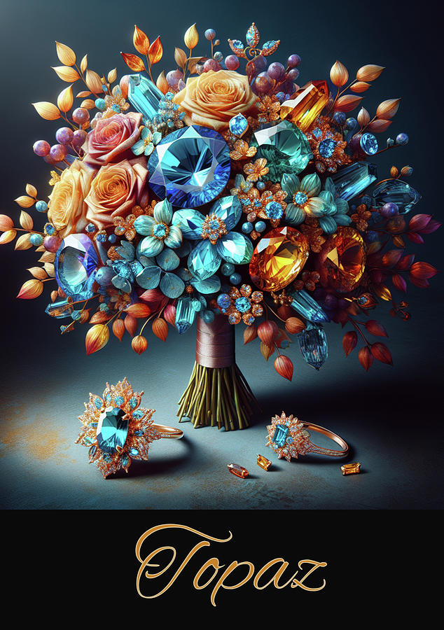 Flower Digital Art - Birthstone Bouquet - Topaz by Carol Crisafi