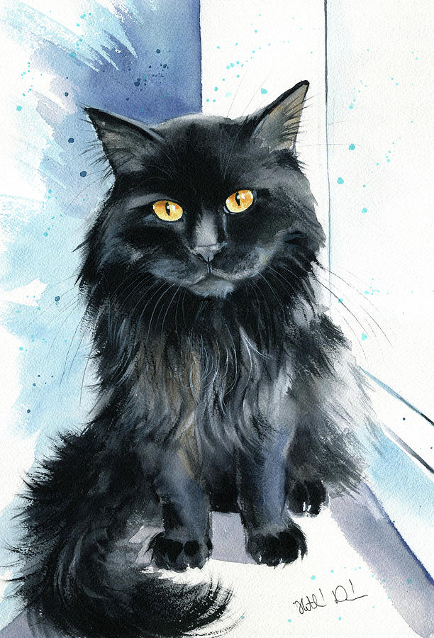 Biscuit Black Cat Painting Painting by Dora Hathazi Mendes