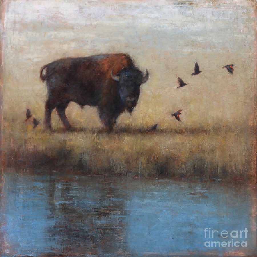 Grand Teton National Park Painting - Bison and Blackbirds by Lori McNee