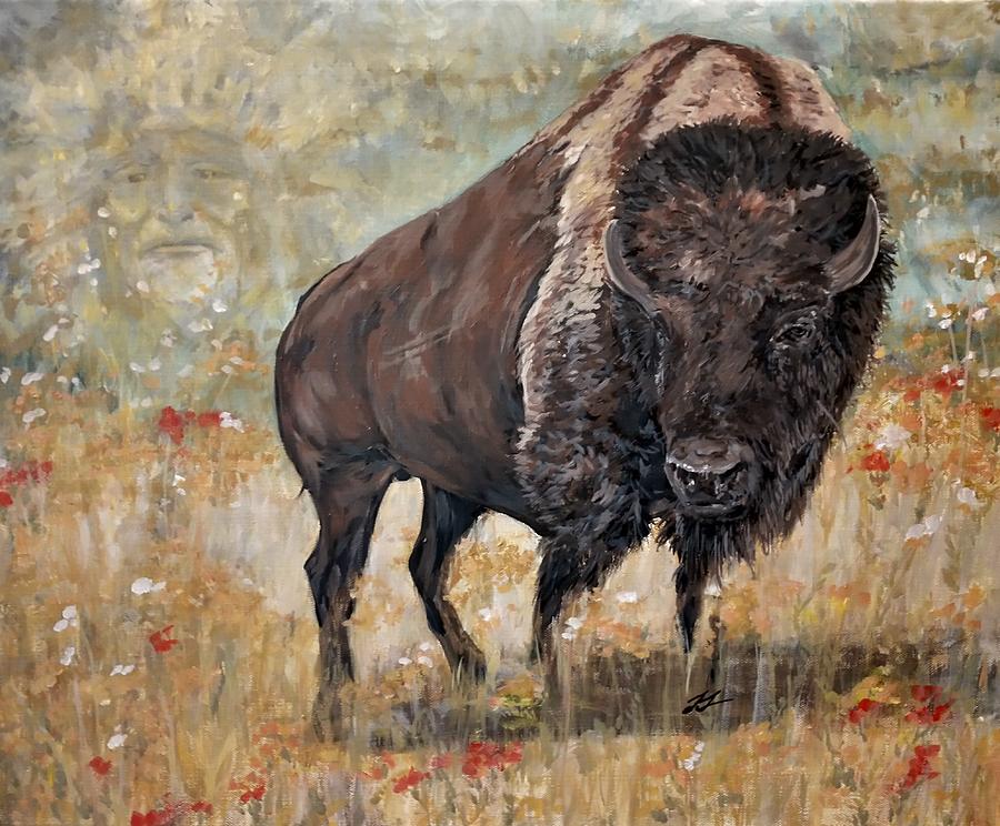 Bison Roaming Painting by Linda Stephens - Fine Art America