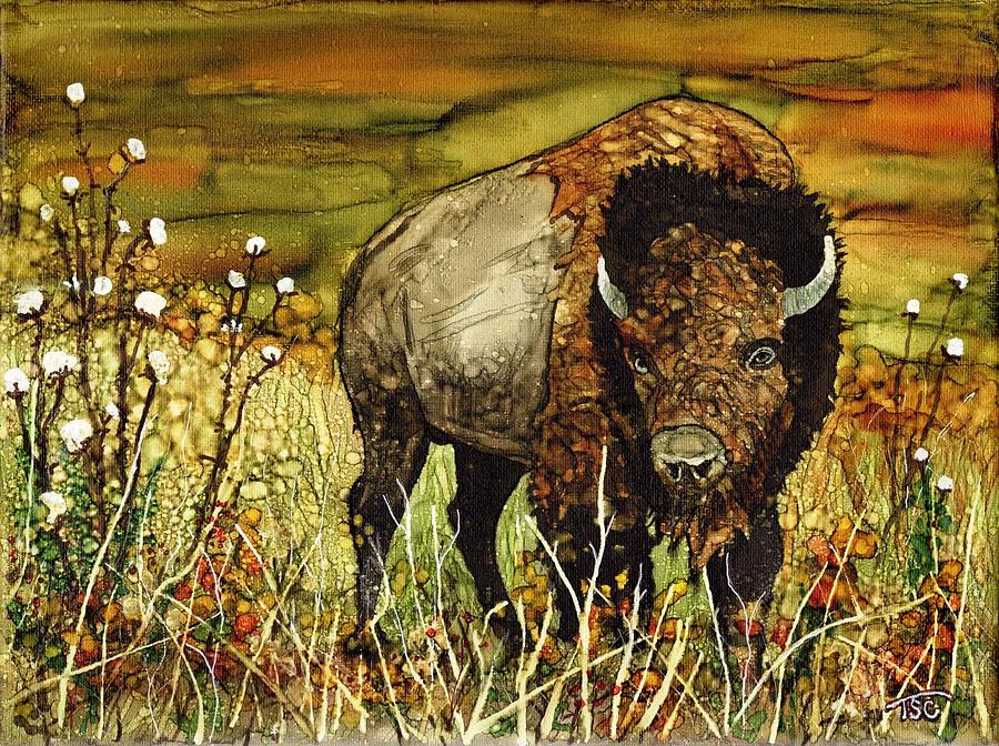 Bison in Autumn Painting by Tammy Crawford