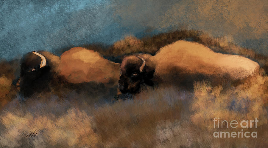 Bison in Fall Digital Art by Doug Gist