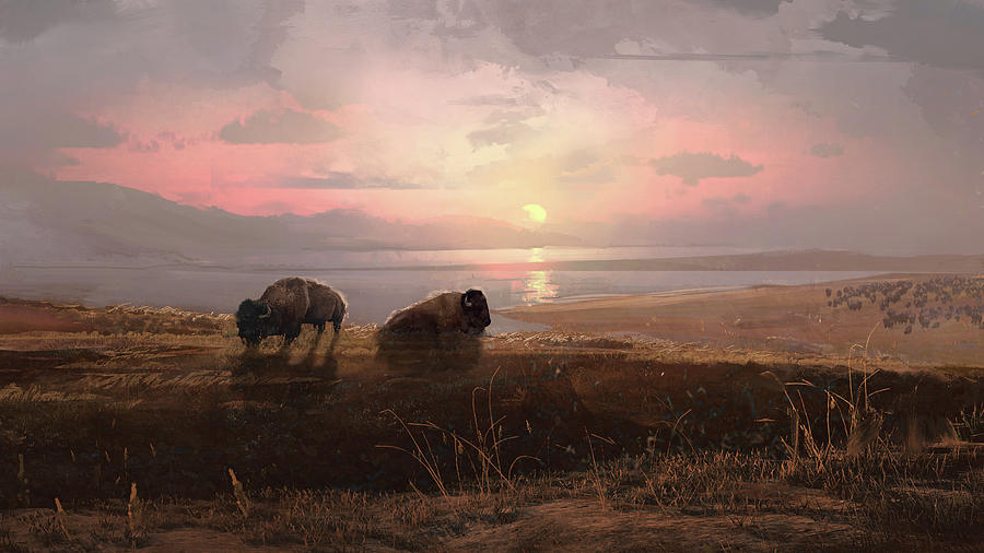 Bison Painting - Bison Morn by Joseph Feely