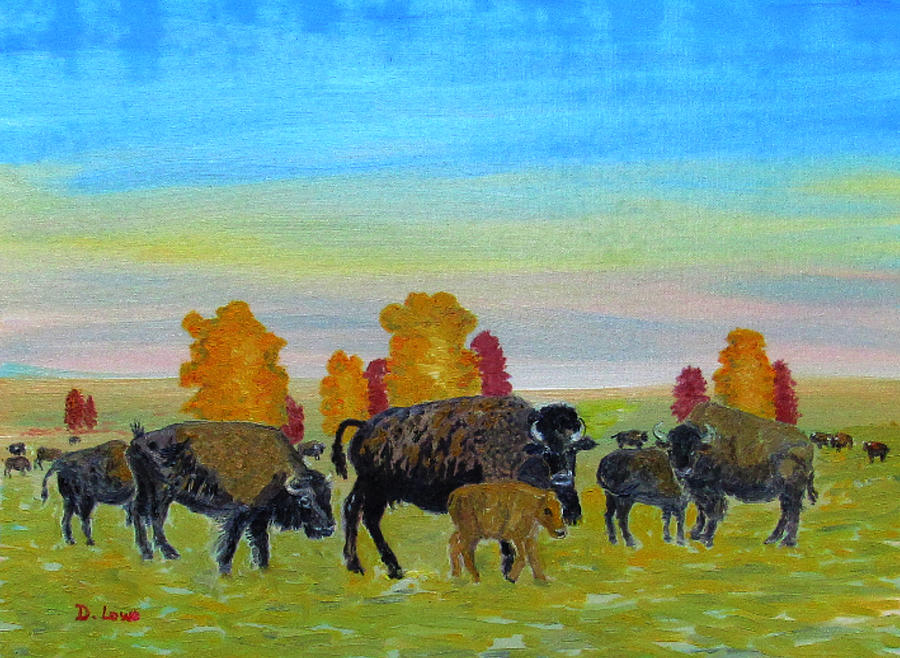 Bison on the Plains Painting by Danny Lowe