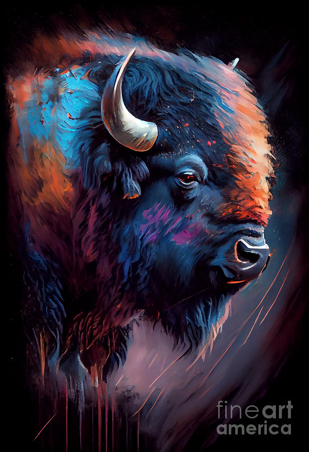 Bison Portrait I Poster Digital Art by Elmahdi Laghlab - Fine Art America