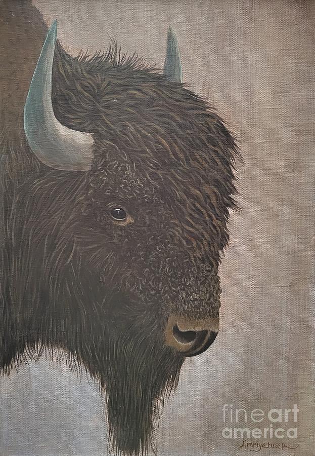 Bison Portrait Painting by Jimmy Chuck Smith