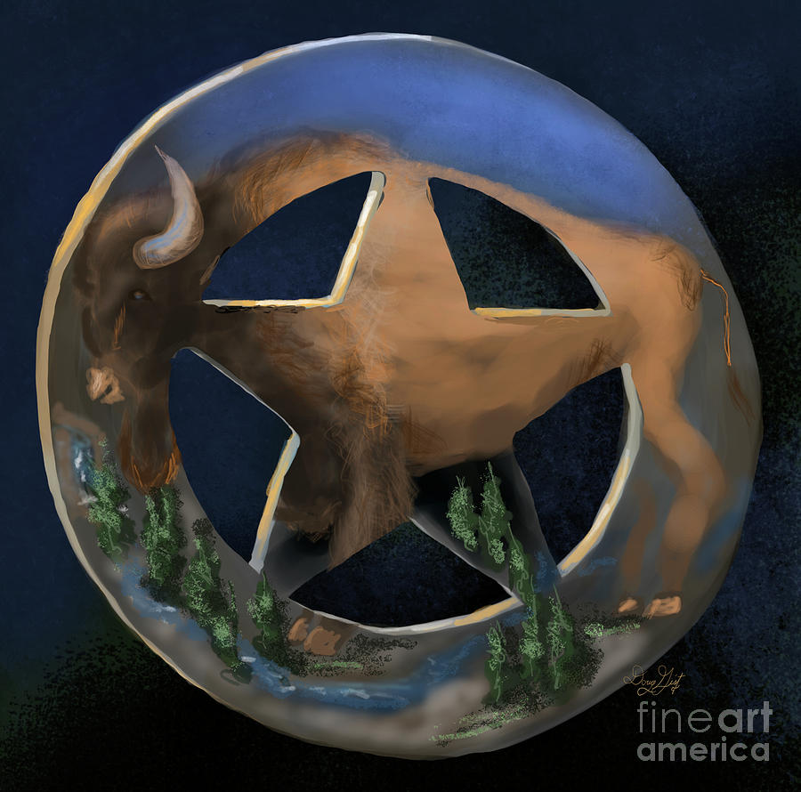 Bison Star Digital Art by Doug Gist
