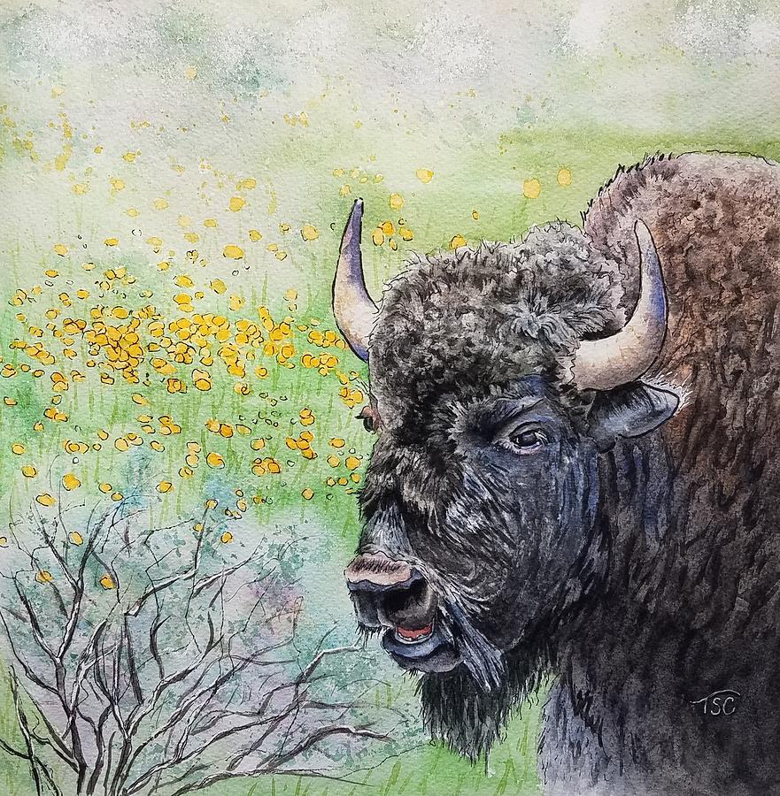 Bison Painting by Tammy Crawford