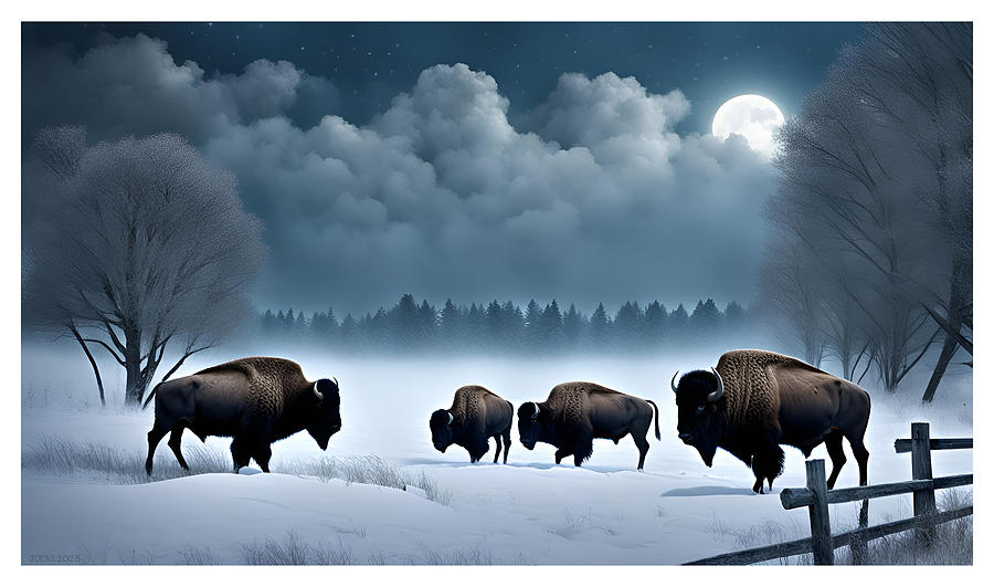 Bison Untamed Wilderness Digital Art by Greg Joens