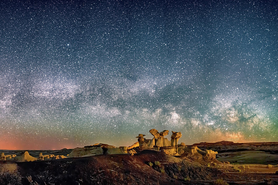 Bisti Badlands Hoodoos Under New Mexico Starry Night Photograph
