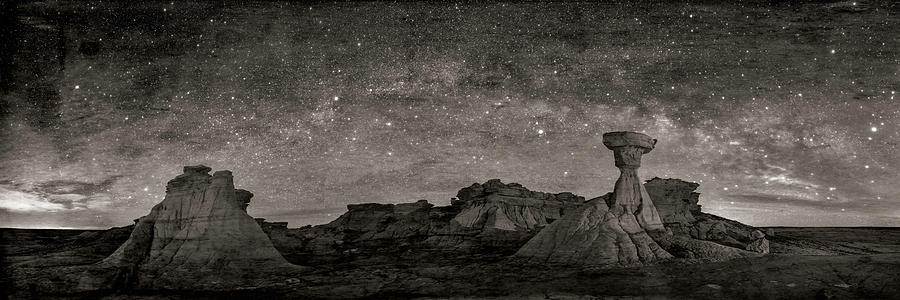 Bisti Badlands Photograph - Bisti Badlands Under  Old Western Starry Night by OLena Art - Lena Owens