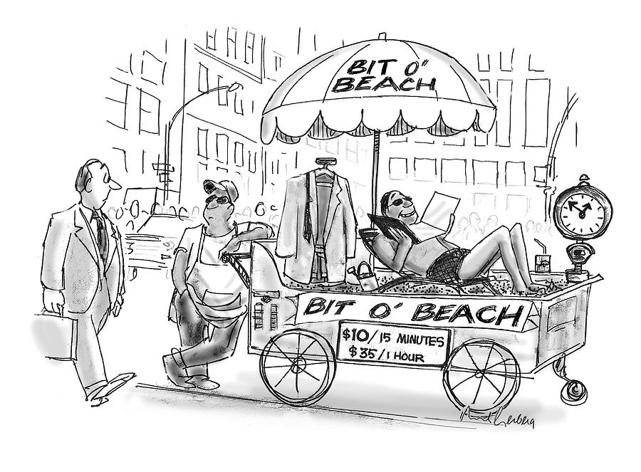Bit O Beach Drawing by Mort Gerberg