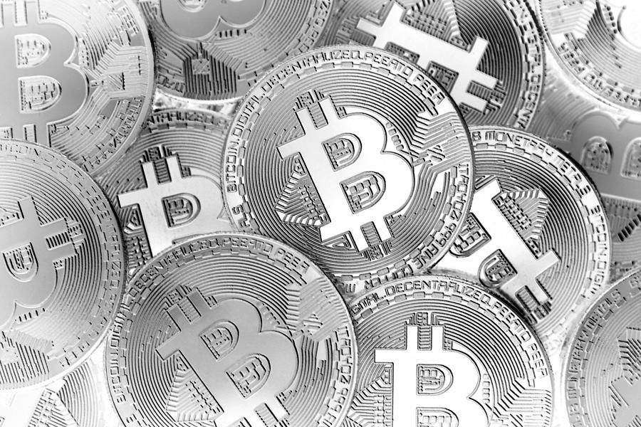 Wallet Photograph - Bitcoin Cryptocurrency Art - Black and White by Marianna Mills