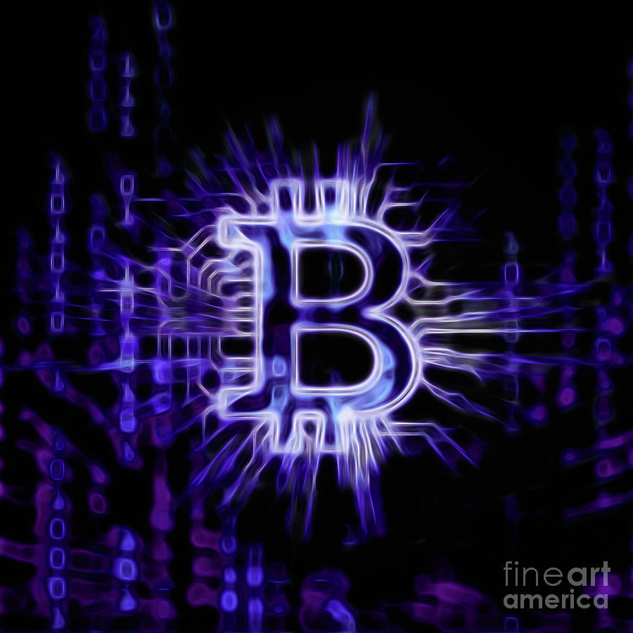 Bitcoin cryptocurrency digital currency purple symbol Photograph by Maxim Images Exquisite Prints